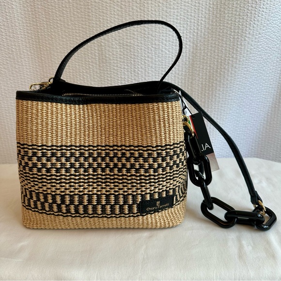 Chiara Ferretti Handbags - CHIARA FERRETTI Women's Black,Tan Woven Hobo Bag 10”Wx9”H NWT